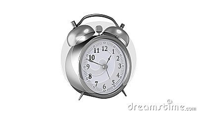 metallic gray alarm clock the concept of time. white background, isolate for motion design and editing, 3D rendering Stock Photo