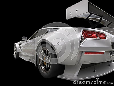 Metallic gray endurance sports car - taillight shot Stock Photo