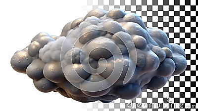 Metallic grey cloud formation bumpy texture abstract weather silver png transparent image Generative AI Stock Photo