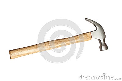 Metallic hammer with wooden handle Stock Photo