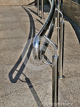 Metallic handrail Stock Photo