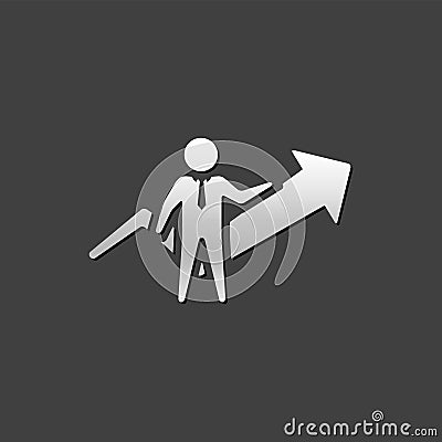 Metallic Icon - Businessman chart Vector Illustration