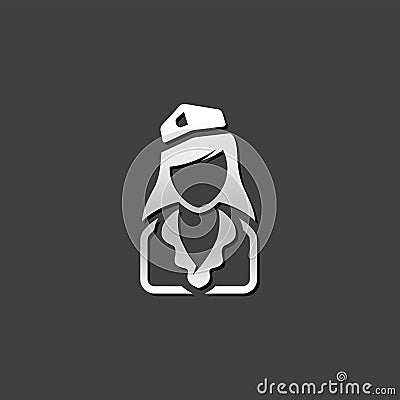 Metallic Icon - Stewardess avatar Vector Illustration