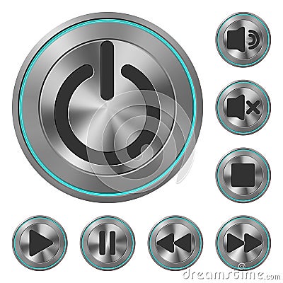 Metallic Icons Media Player Vector Illustration