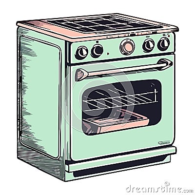 Metallic kitchen equipment stove Vector Illustration
