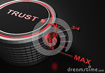 TRUST knob set to maximum level - 3D rendering illustration Cartoon Illustration