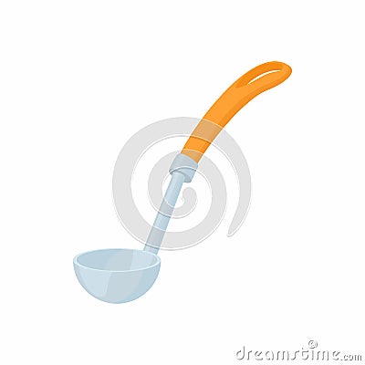 Metallic ladle with orange handle icon Stock Photo