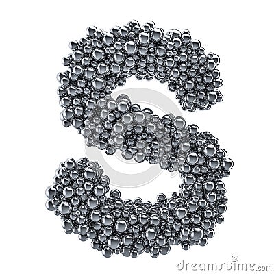 Metallic letter S from metal balls, 3D rendering Stock Photo