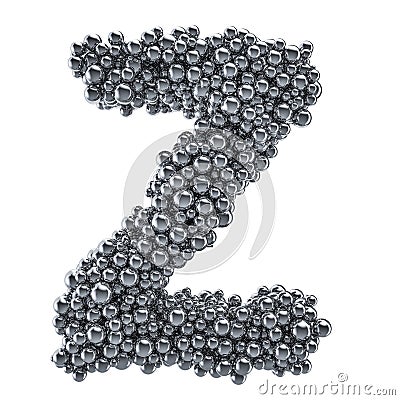 Metallic letter Z from metal balls, 3D rendering Stock Photo