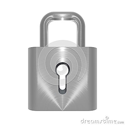 Metallic locked padlock object on white background Cartoon Illustration