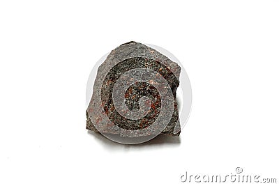 Macro shooting of a piece of Hematite iron ore, haematite rock isolated on white background. Stock Photo