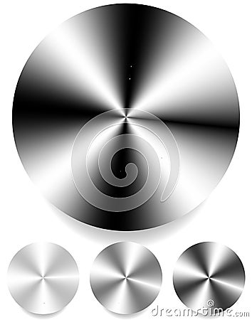 Metallic monochrome circle plates, sheets. 4 level of brightness Vector Illustration