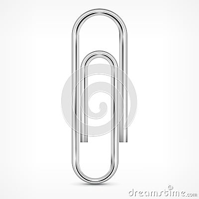 Metallic paperclip on white Vector Illustration