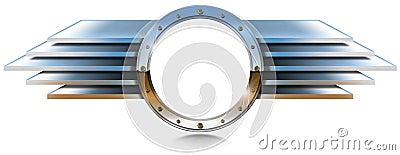 Metallic Porthole with Metal Wings Stock Photo