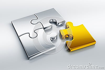 Metallic puzzle pieces Stock Photo