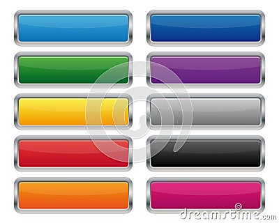 Metallic rectangular buttons Vector Illustration