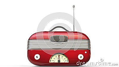 Metallic red cool vintage radio - front view Stock Photo