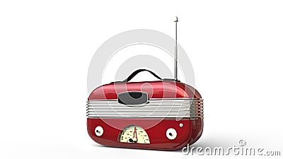 Metallic red cool vintage radio Stock Photo