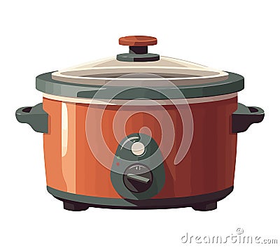 metallic rice cooker kitchen Vector Illustration