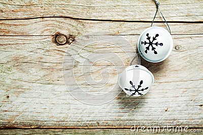 Metallic round Christmas bells background Stock Photo
