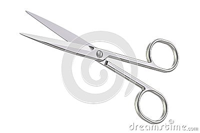 Metallic scissors, 3D rendering Stock Photo