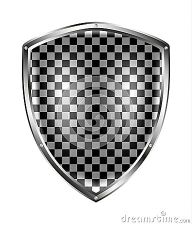 Metallic shield in black and white design Vector Illustration