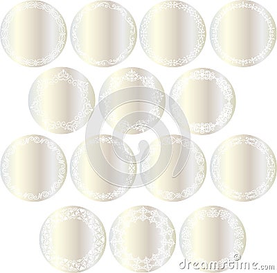 Metallic silver circle labels Stock Photo