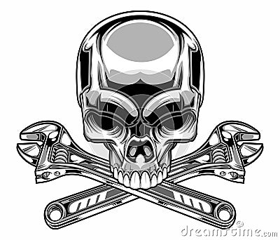 Metallic skull Cartoon Illustration