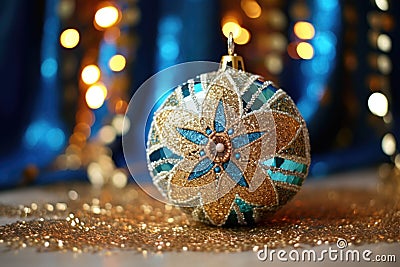 a metallic solstice ornament decorated with sequins Stock Photo