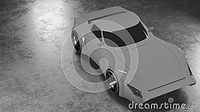 Metallic sport car concept model 3D render Stock Photo