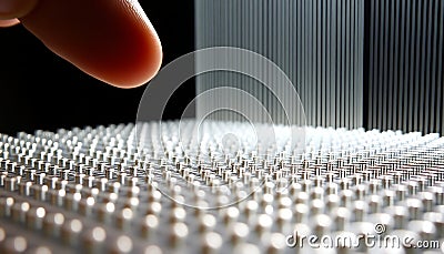 Metallic surface with dimpled texture and light reflection Generative AI Stock Photo
