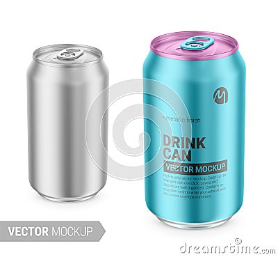 Metallic tin can mockup template. Vector illustration. Vector Illustration