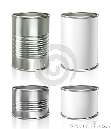 Metallic Tin Cans. Vector illustration Vector Illustration