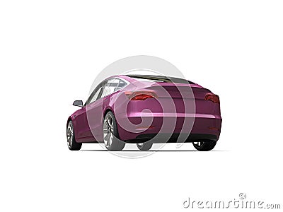 Metallic violet modern electric car - back view Stock Photo