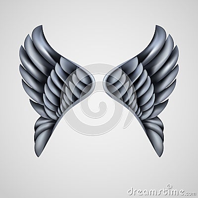 Metallic Wings Vector Illustration