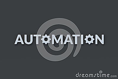 Metallic word automation with gears. Smart home concept. Management afficiency. Workflow optimization Stock Photo