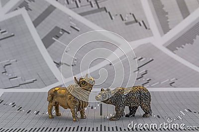 Bull and bear as symbols of stock trading Stock Photo