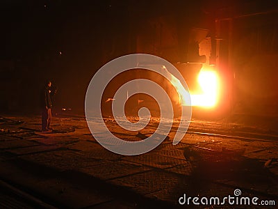 Metallurgical plant technological and production proccess. Stock Photo
