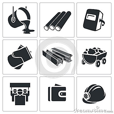 Metallurgy Icons set Stock Photo