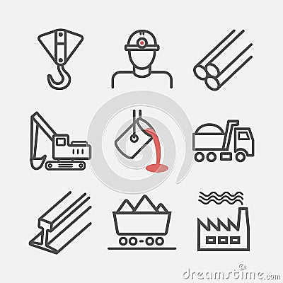 Metallurgy. Line icons. Vector signs for web graphics. Vector Illustration