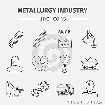 Metallurgy Vector Icons Set Vector Illustration