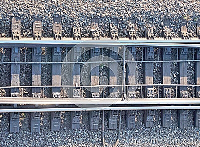 Metals on rail track Stock Photo