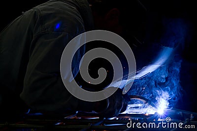 Metalworker at work Stock Photo