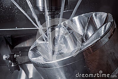 Metalworking CNC lathe milling machine. Cutting metal modern processing technology Stock Photo