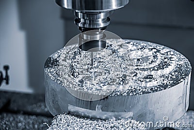 Metalworking CNC lathe milling machine. Cutting metal modern processing technology Stock Photo