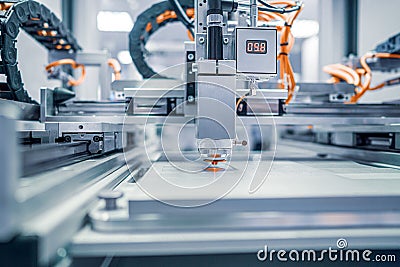 Metalworking CNC lathe milling machine. Cutting metal modern processing technology Stock Photo