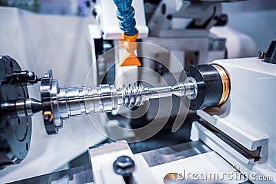 Metalworking CNC milling machine. Cutting metal modern processing technology. Stock Photo