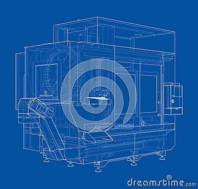Metalworking CNC milling machine. Vector Vector Illustration