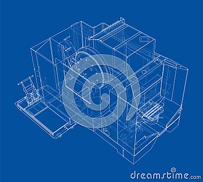 Metalworking CNC milling machine. Vector Vector Illustration