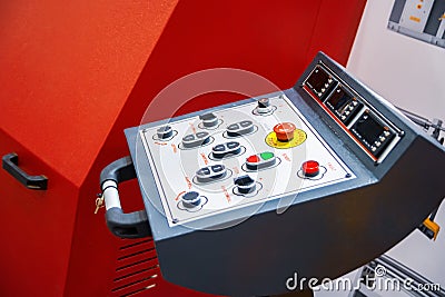 Metalworking equipment control panel. Control buttons on the industrial panel Stock Photo